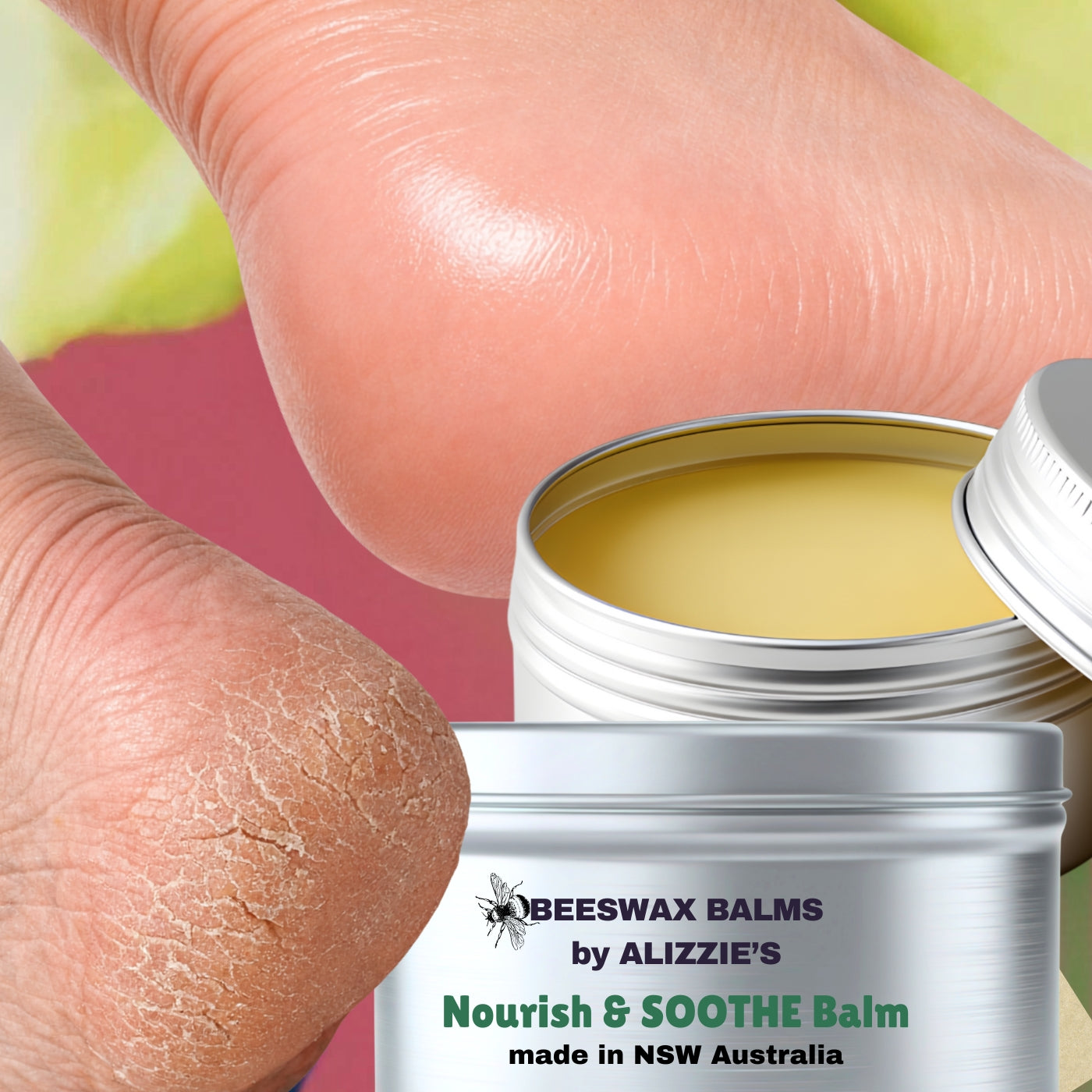 Nourish & Soothe Balm in silver tin — natural beeswax nourishing balm.